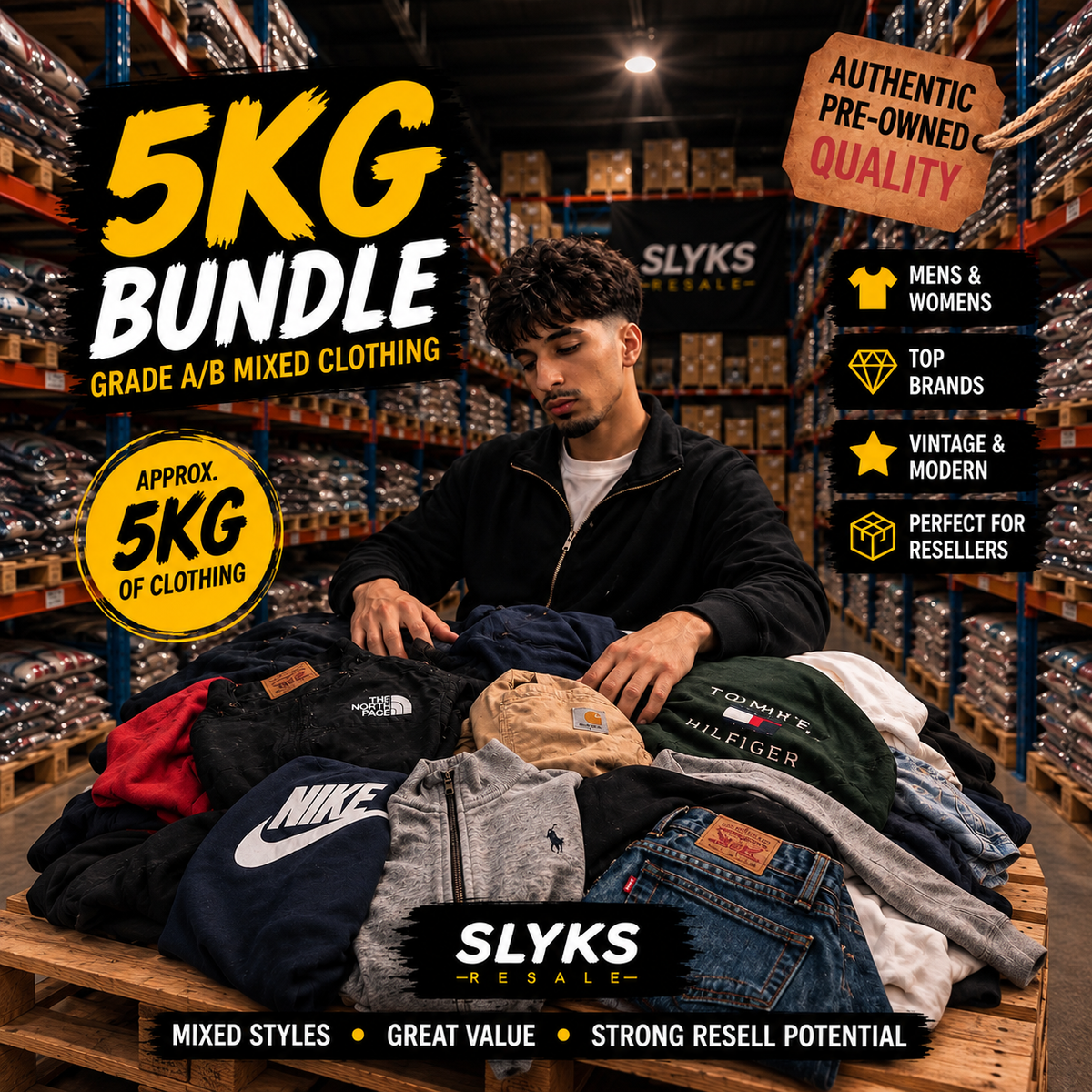 5KG GRADE A/B MIXED CLOTHING BUNDLE