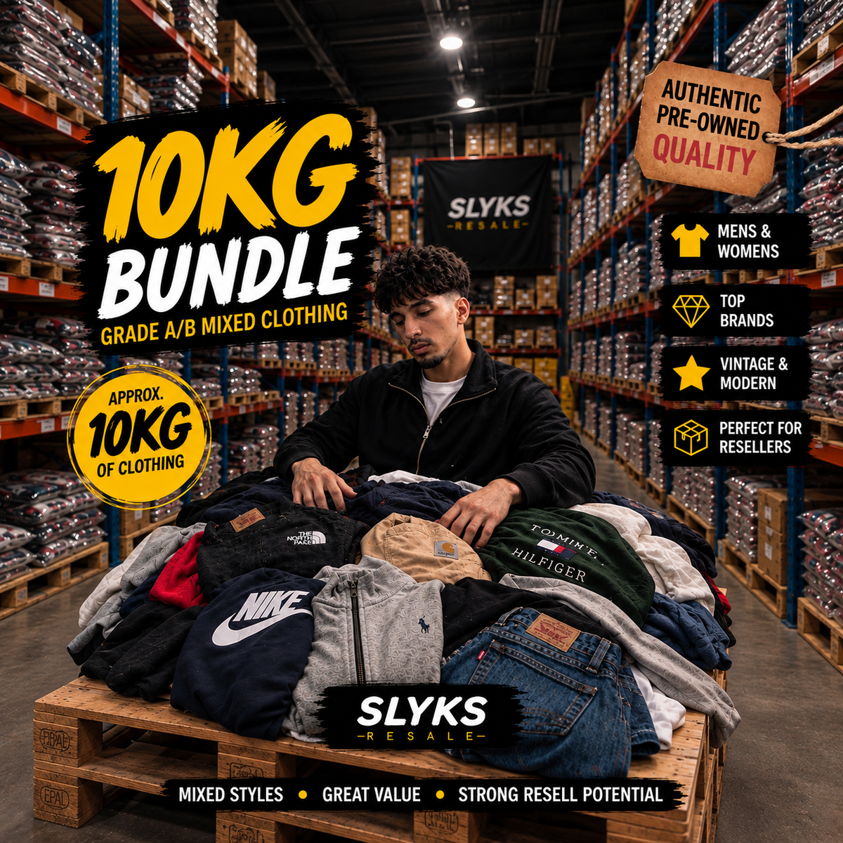 10KG Grade A/B Mixed Clothing Bundle(HIGH VALUE PROFIT)